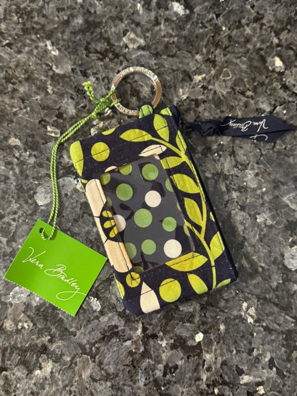 Vera Bradley Navy, Lime & Cream Floral Key Card Holder